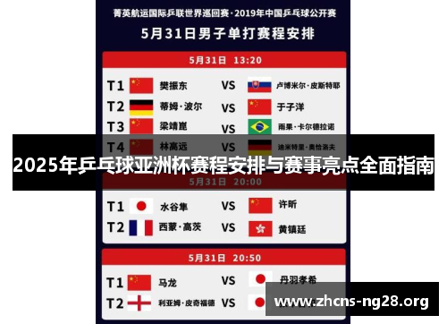 2025年乒乓球亚洲杯赛程安排与赛事亮点全面指南