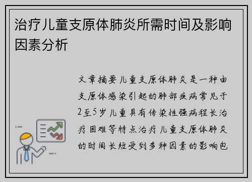 治疗儿童支原体肺炎所需时间及影响因素分析 治疗儿童支原体肺炎所需时间及影响因素分析