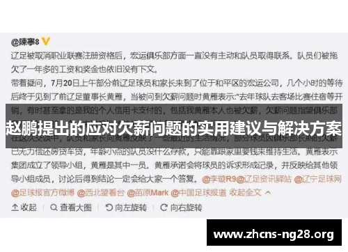 赵鹏提出的应对欠薪问题的实用建议与解决方案 赵鹏提出的应对欠薪问题的实用建议与解决方案